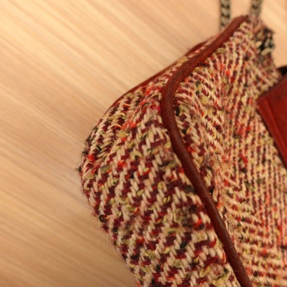 Tweed Bag Shoulder Hobo Handwoven Purse Chain Strap  Red STUART‎ WEITZMAN SPAIN - Picture 15 of 16